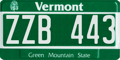 VT license plate ZZB443
