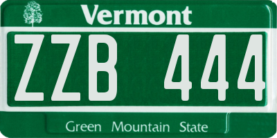 VT license plate ZZB444