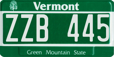 VT license plate ZZB445