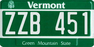 VT license plate ZZB451