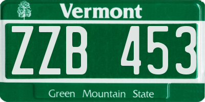 VT license plate ZZB453