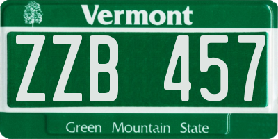VT license plate ZZB457