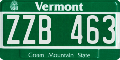 VT license plate ZZB463