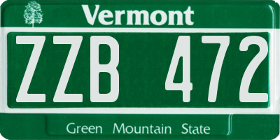 VT license plate ZZB472