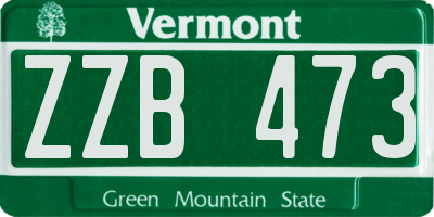 VT license plate ZZB473