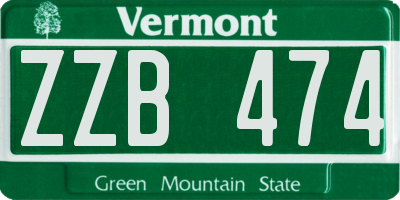 VT license plate ZZB474