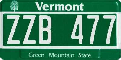 VT license plate ZZB477