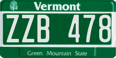 VT license plate ZZB478