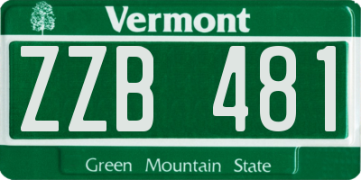 VT license plate ZZB481