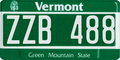 VT license plate ZZB488