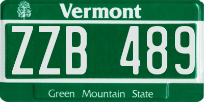 VT license plate ZZB489