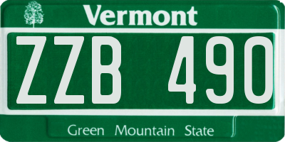 VT license plate ZZB490