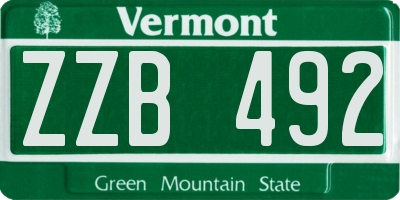 VT license plate ZZB492
