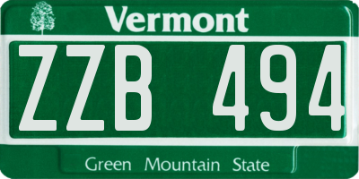 VT license plate ZZB494