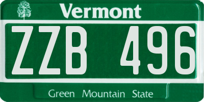 VT license plate ZZB496