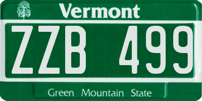 VT license plate ZZB499