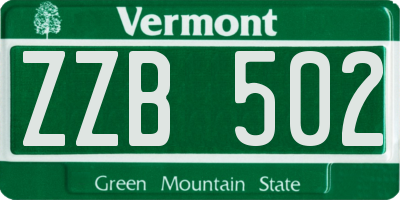 VT license plate ZZB502