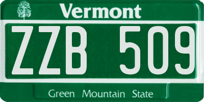VT license plate ZZB509