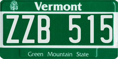 VT license plate ZZB515