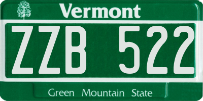VT license plate ZZB522