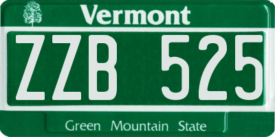 VT license plate ZZB525