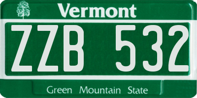 VT license plate ZZB532