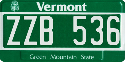 VT license plate ZZB536