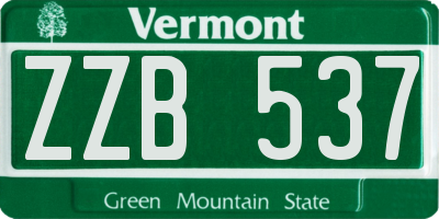 VT license plate ZZB537