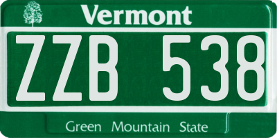 VT license plate ZZB538