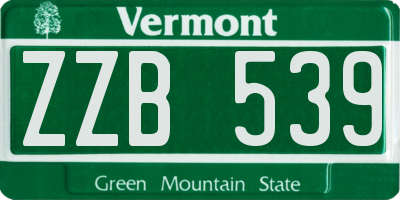 VT license plate ZZB539