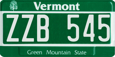 VT license plate ZZB545