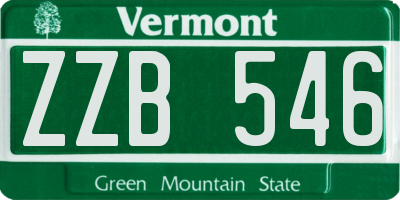 VT license plate ZZB546