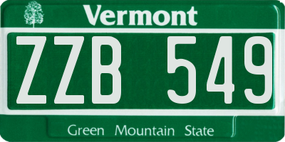 VT license plate ZZB549