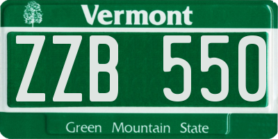 VT license plate ZZB550