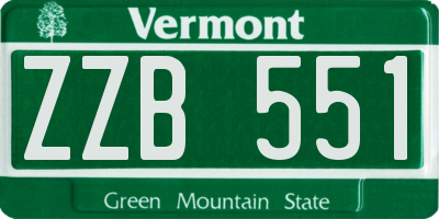 VT license plate ZZB551