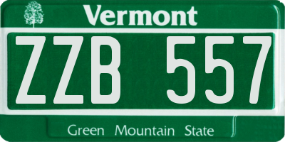 VT license plate ZZB557