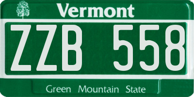 VT license plate ZZB558