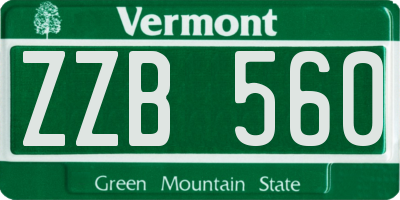 VT license plate ZZB560
