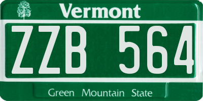 VT license plate ZZB564