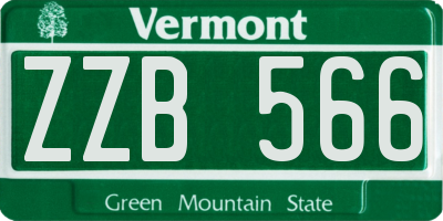 VT license plate ZZB566