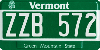 VT license plate ZZB572
