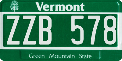 VT license plate ZZB578