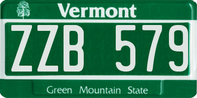 VT license plate ZZB579