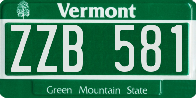 VT license plate ZZB581