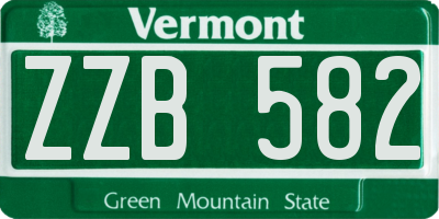 VT license plate ZZB582