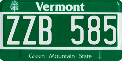 VT license plate ZZB585