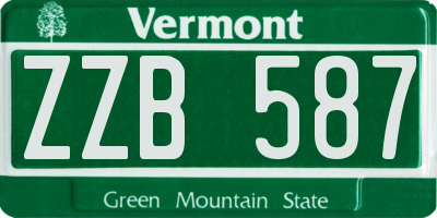VT license plate ZZB587