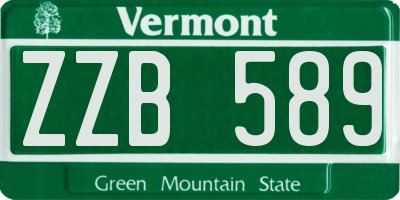 VT license plate ZZB589