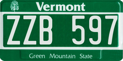VT license plate ZZB597