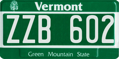 VT license plate ZZB602